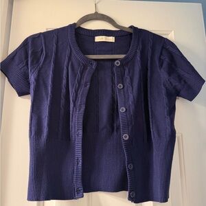 Navy Short Sleeve Cardigan
